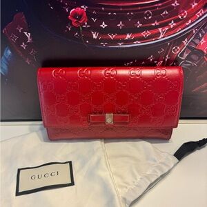 GUCCI Guccissima RED Motif Continental Wallet